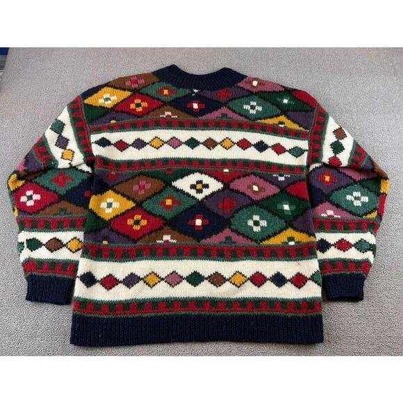 Vintage Graham And Gunn Sweater 1S Multi Color 100% Wool Hand Framed Hong Kong - Picture 2 of 9